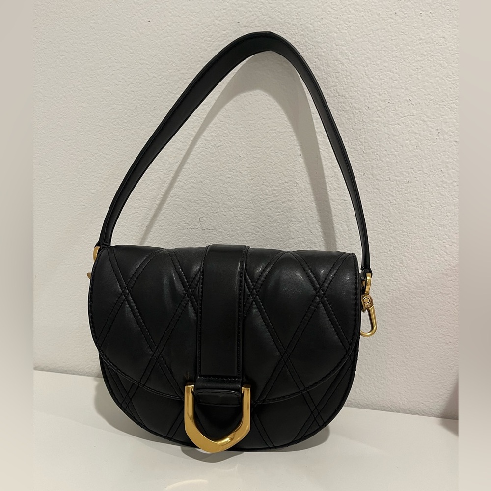 Charles & Keith Gabine Saddle Bag - Black QUILTED